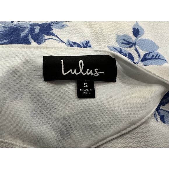 Lulus Darling Dearest Blue And White Floral Print Swing Dress Small S - Picture 6 of 8